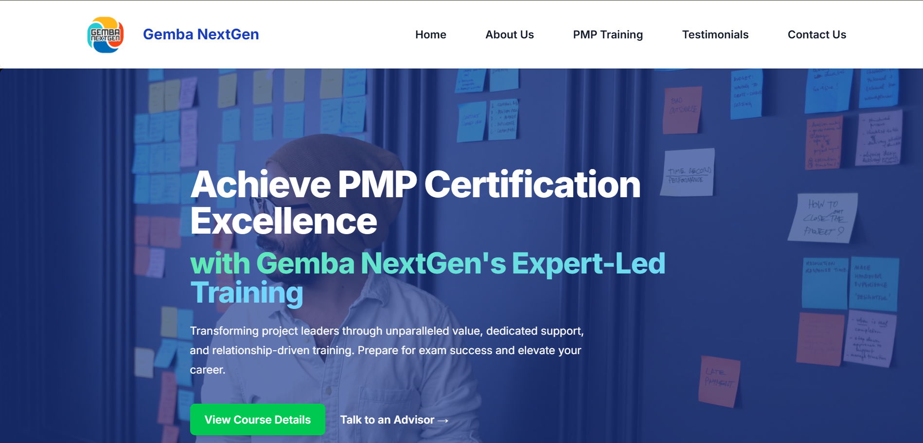 Screenshot of the Gemba NextGen website